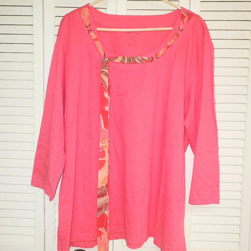 Krazy Kat Long Sleeve Blouse withScarf Accent